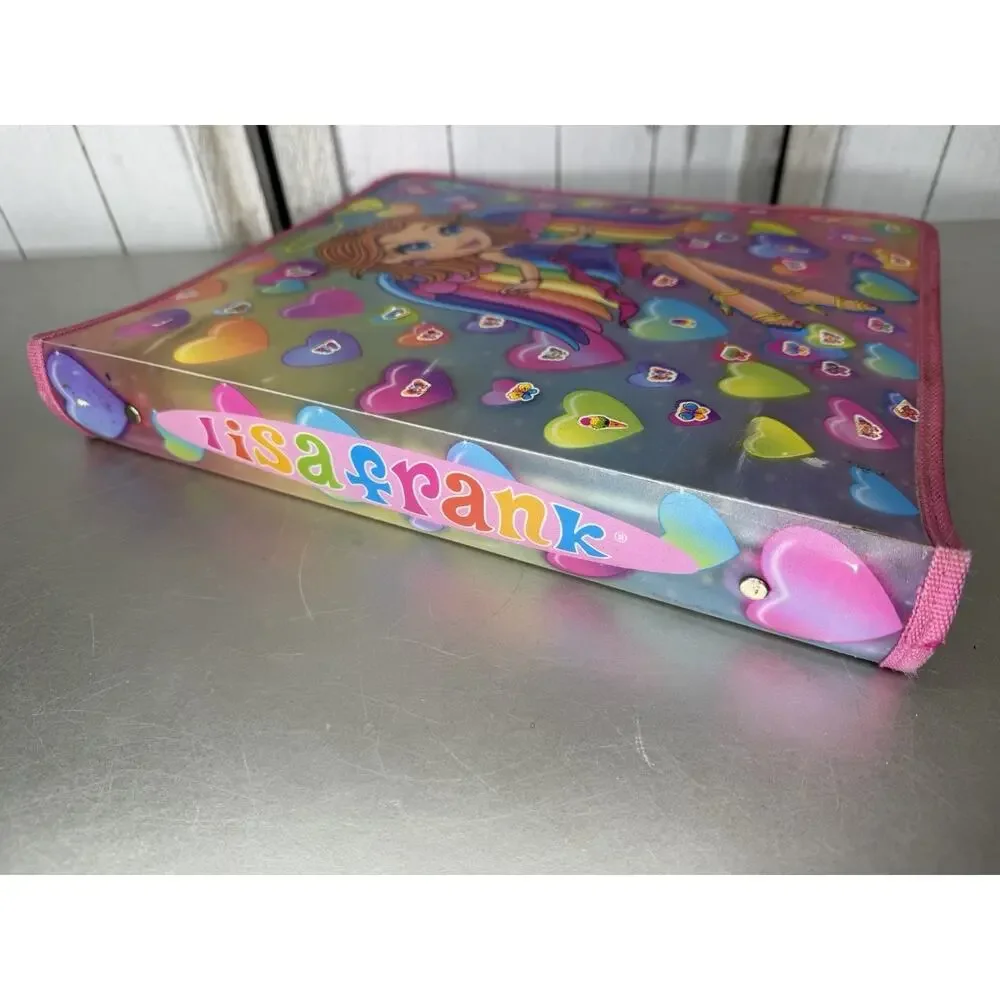 Y2K Lisa Frank Zipper Angel Hearts Girl Binder Folder Vintage Colorful